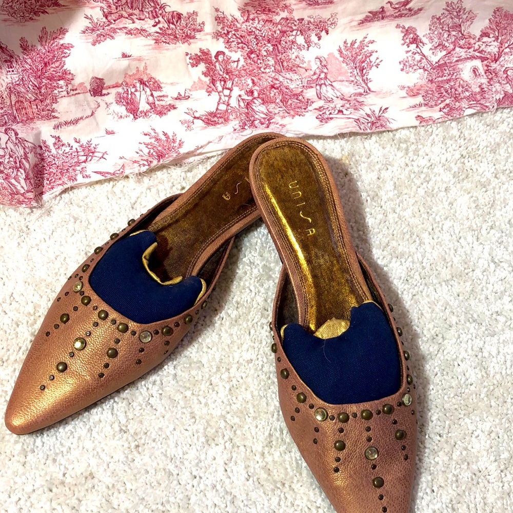 Embellished leather mules